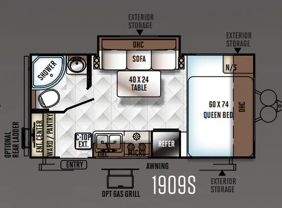 Forest River Rockwood Mini Lite 1909S floor plan