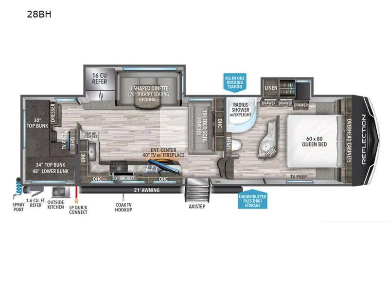 2022 Grand Design Reflection 28BH floor plan