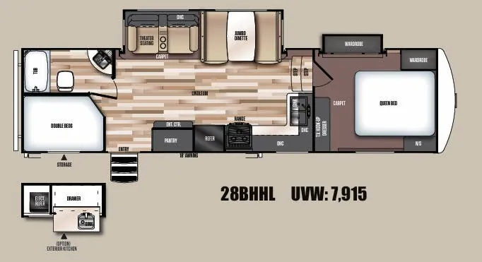 Forest River Wildwood Heritage Glen Hyper-Lyte 28BHHL floor plan