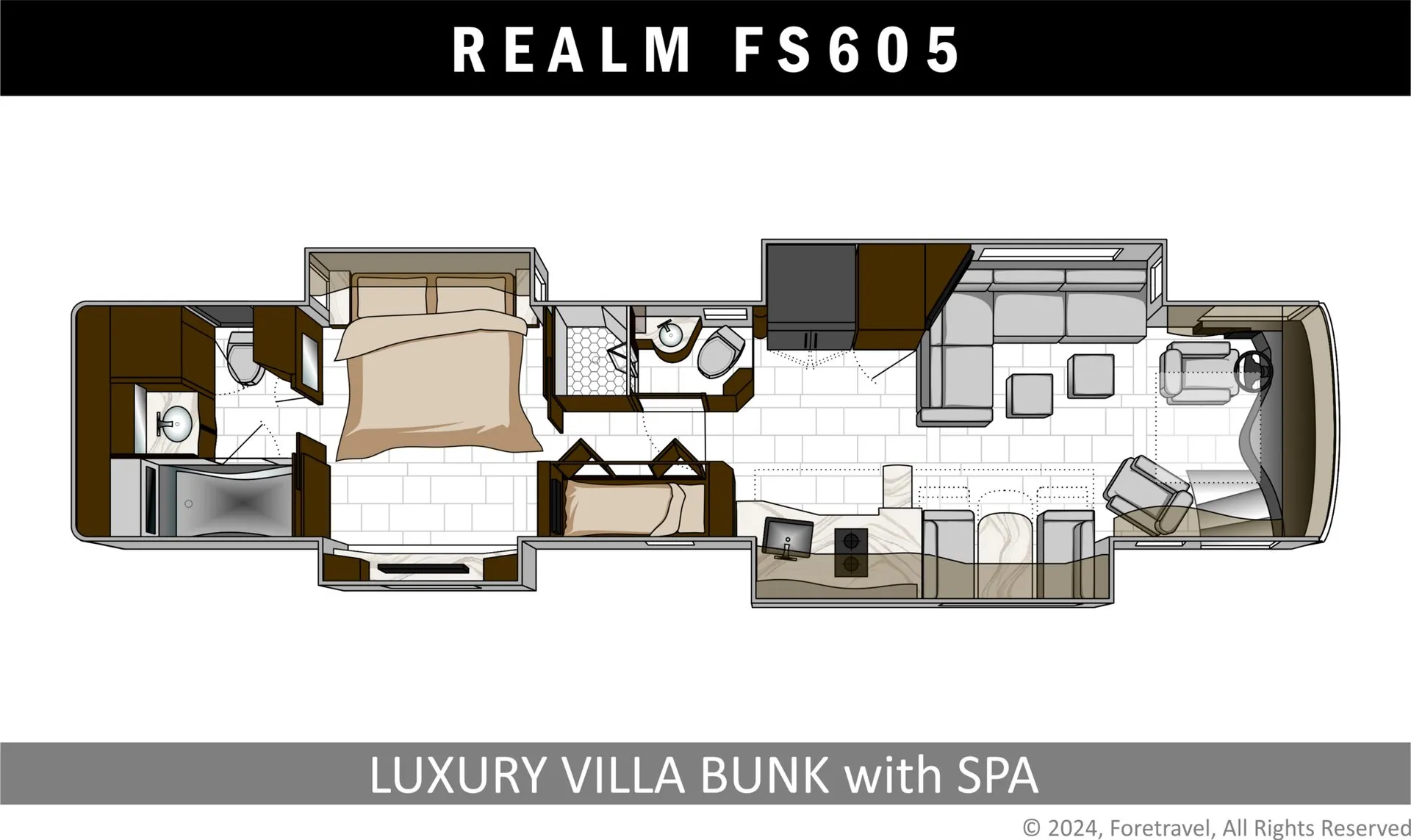 Foretravel Realm FS605 FS605 LVB WITH SPA floor plan