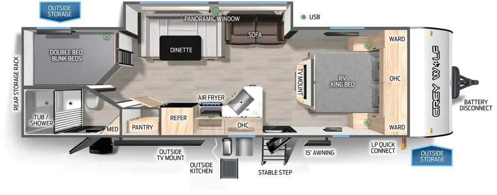 2025 Forest River Cherokee Grey Wolf Black Label 26DBHBL floor plan