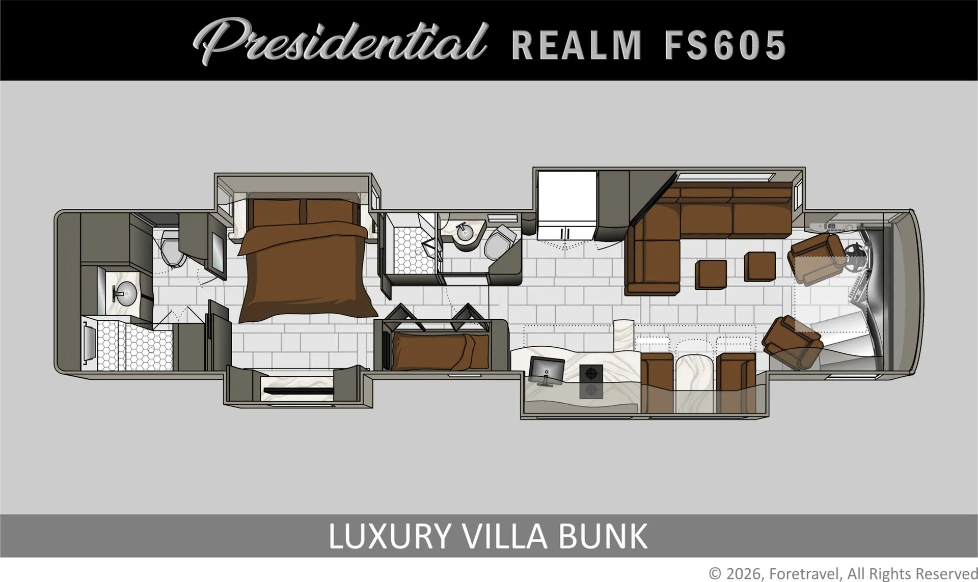 Foretravel Realm Presidential LVB floor plan
