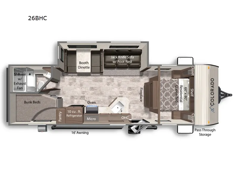 2026 Dutchmen Colorado 26BHC floor plan