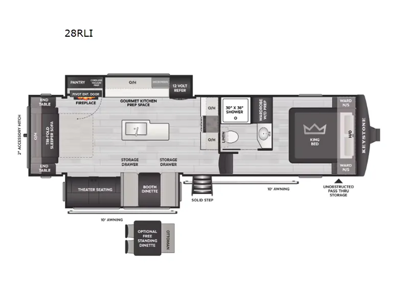 2026 Keystone RV Cougar Half-Ton 28RLI - Floor plan