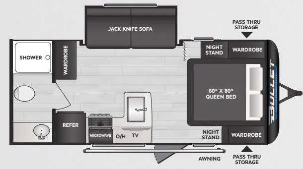 2025 Keystone Bullet 1840RB - Floor plan