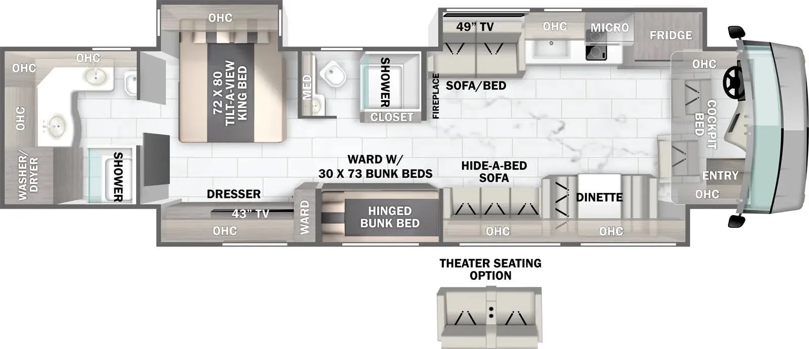 Forest River Berkshire XLT 45CA floor plan
