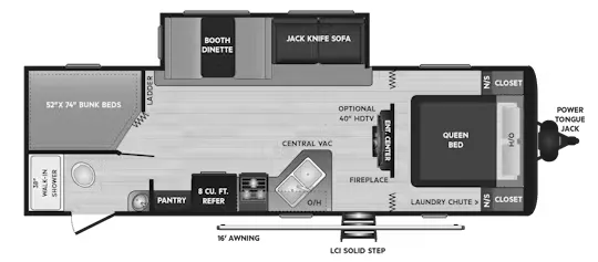 2018 Keystone Hideout 26LHSWE - Floor plan