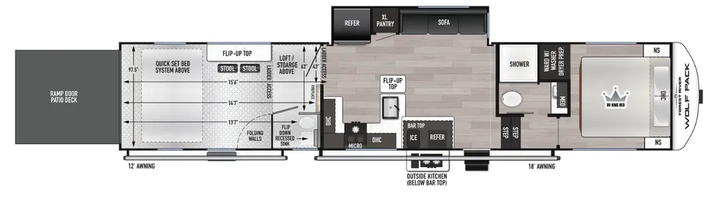 2025 FOREST RIVER RV WOLF PACK LIMITED FIFTH WHEELS 365PACK 15.5 floor plan