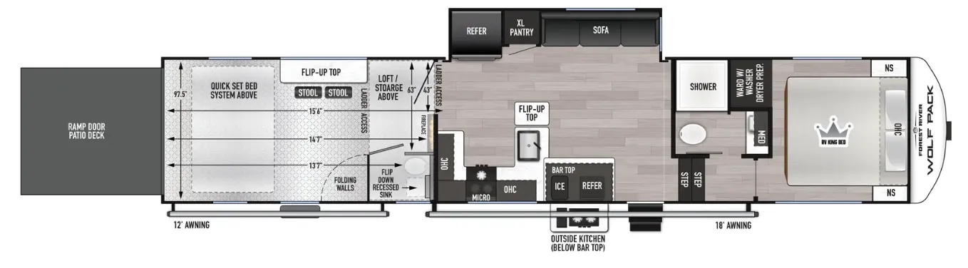2025 FOREST RIVER RV WOLF PACK LIMITED FIFTH WHEELS 365PACK 15.5 - Floor plan