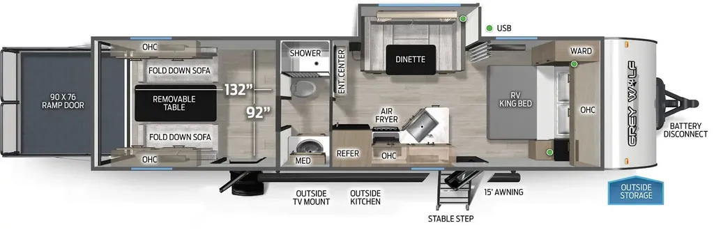 2026 Forest River GREY WOLF BLACK LABEL 27RRBL floor plan