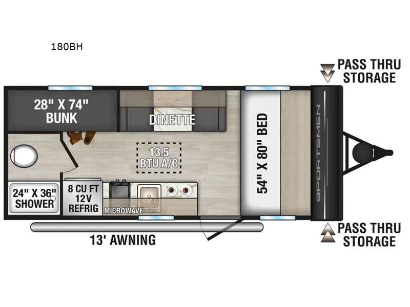 2026 K-Z Sportsmen Classic 180BH - Floor plan