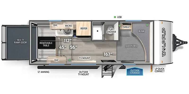 2025 Forest River Cherokee Wolf Pup 18RJBW - Floor plan