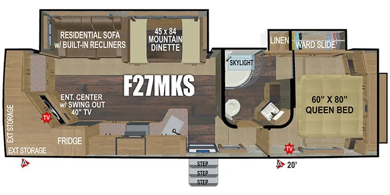 Outdoors RV Titanium Series Glacier Peak F27MKS floor plan