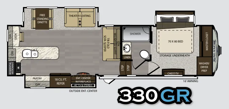 Keystone Avalanche 330GR floor plan