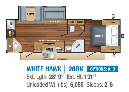 Jayco White Hawk 26RK floor plan