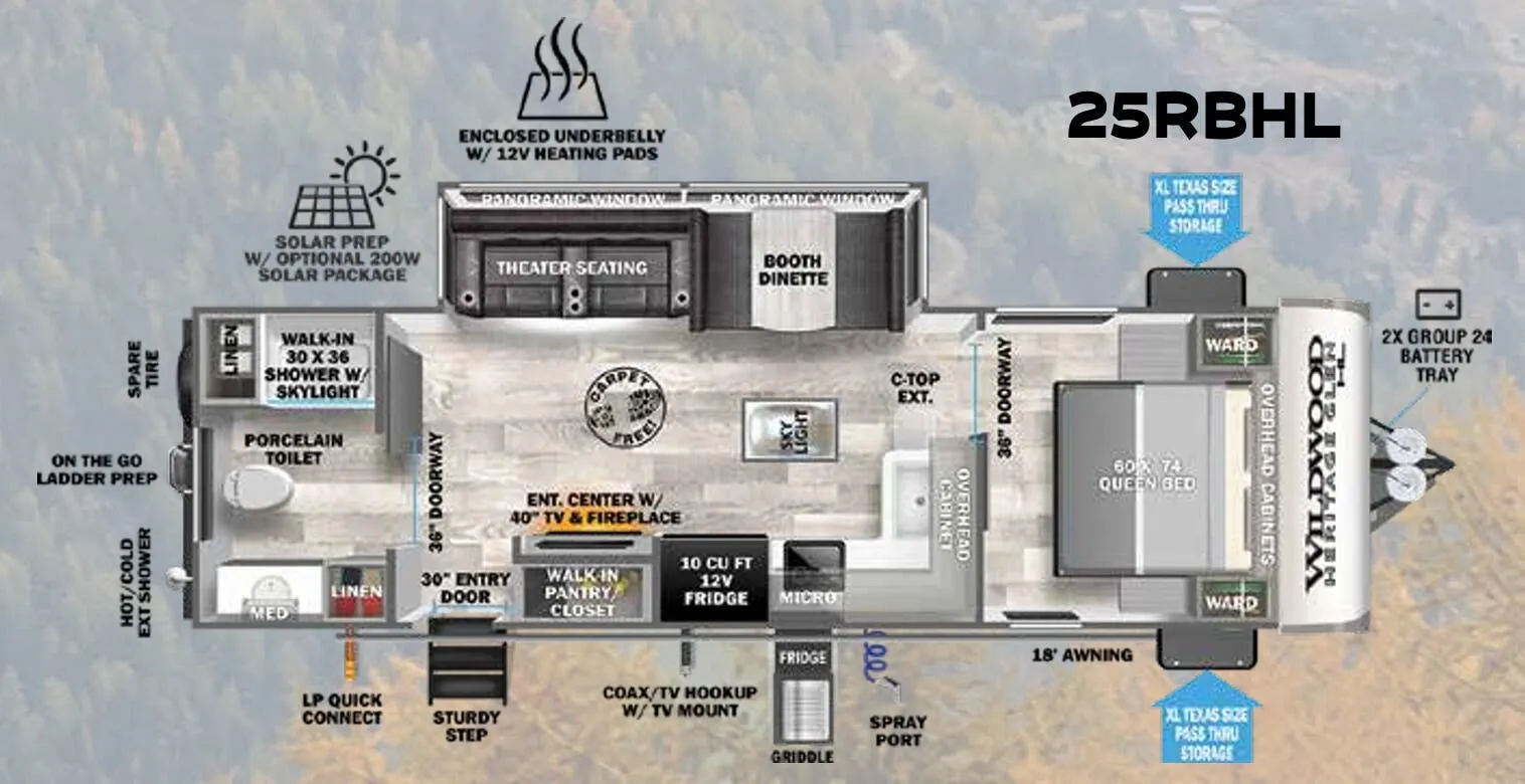 Forest River Wildwood Heritage Glen Hyper-Lyte 25RBHL floor plan