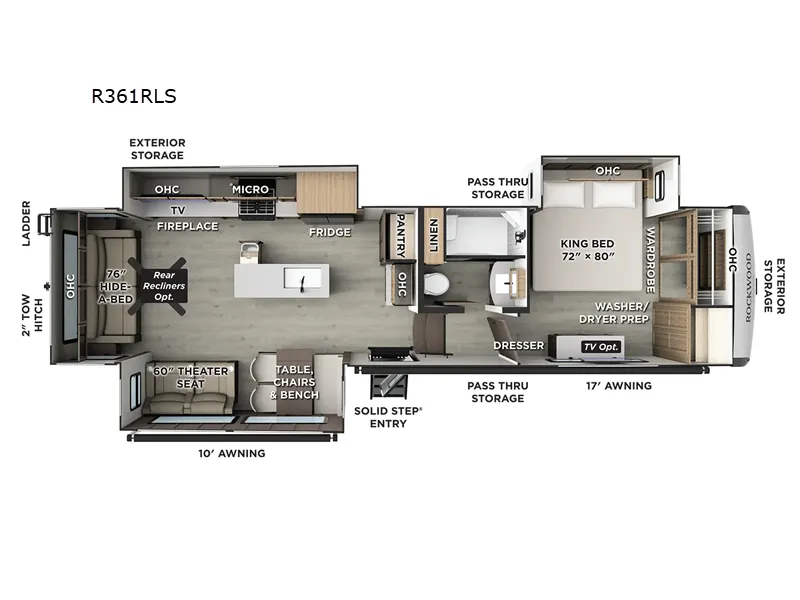 2026 Forest River Rockwood FW 361RLS floor plan