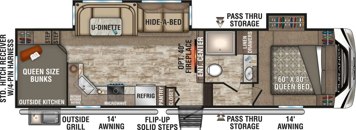 K-Z Durango Half-Ton D286BHD floor plan