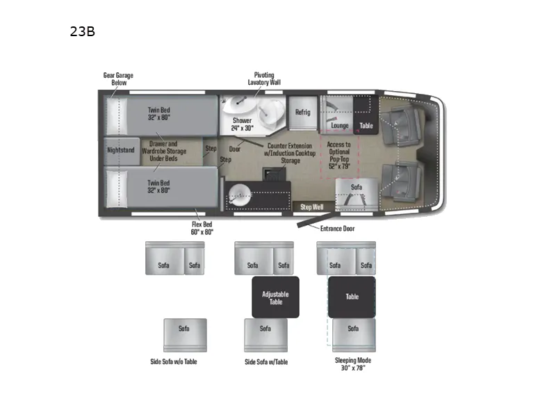 2027 Winnebago EKKO Sprinter 23B floor plan