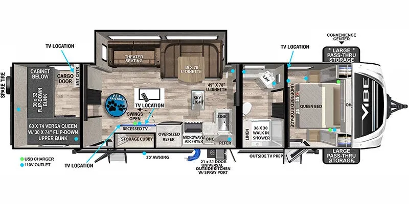 2023 Forest River Vibe 28BHE - Floor plan