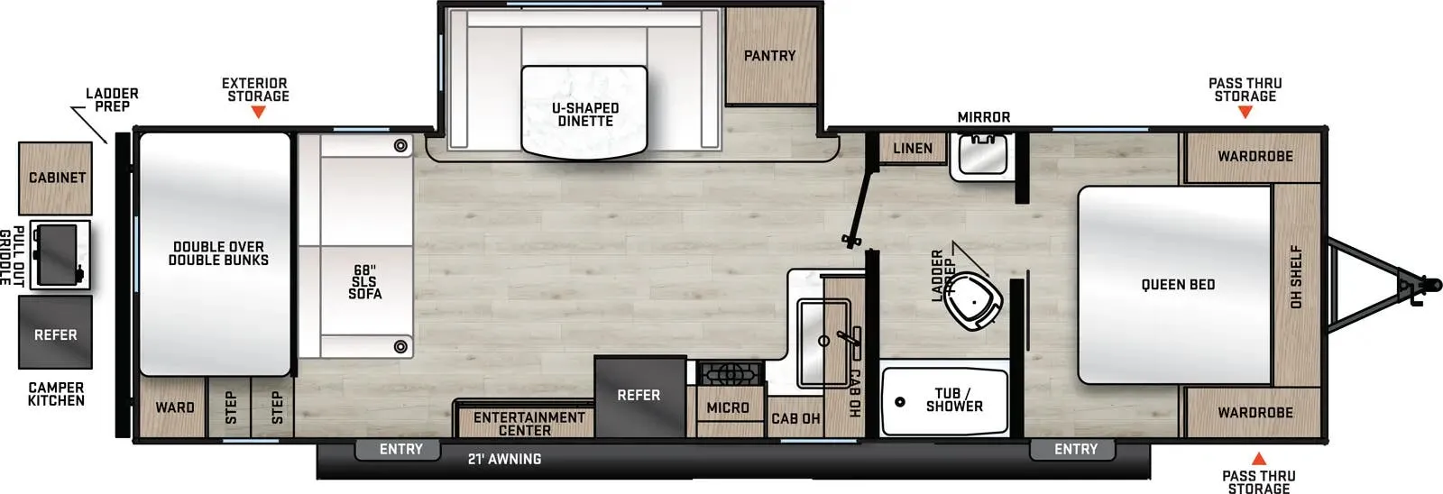 Forest River Aurora Light 27BHS floor plan