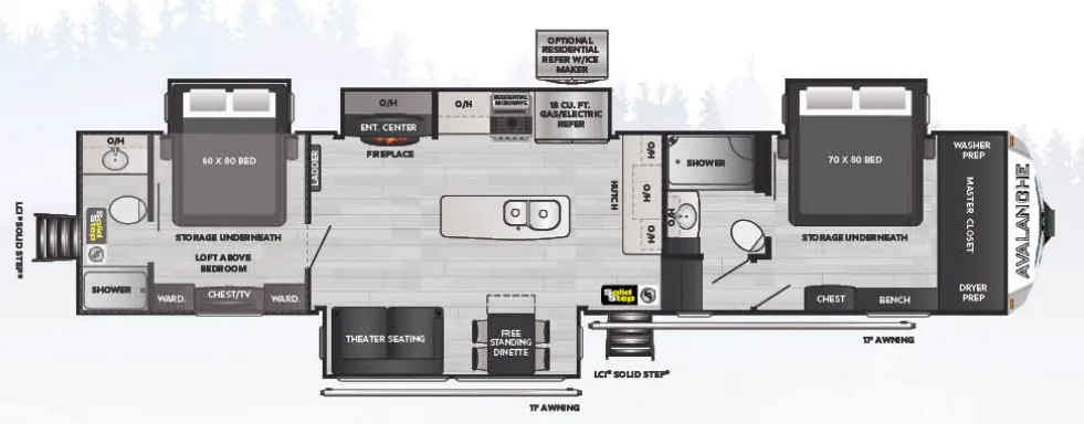 Keystone Avalanche 390DS floor plan