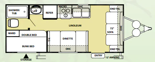 Forest River Wildwood X-Lite 18BH floor plan
