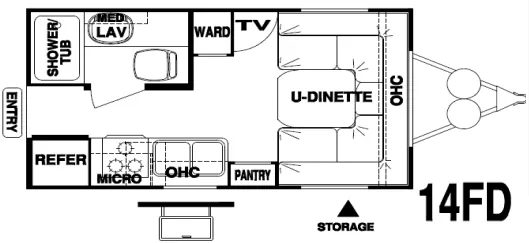 Forest River Wildwood X-Lite 14FD floor plan