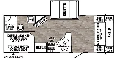 2020 Palomino Puma XLE Lite 22DBC - Floor plan