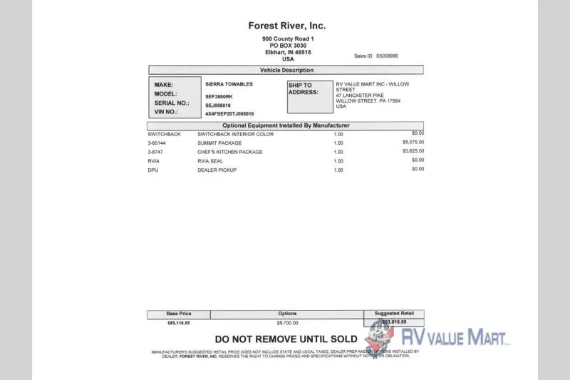 2026 Forest River Sierra 3800RK, Photos photo 27