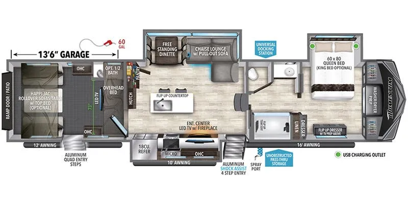 2023 Grand Design Momentum 410TH - Floor plan