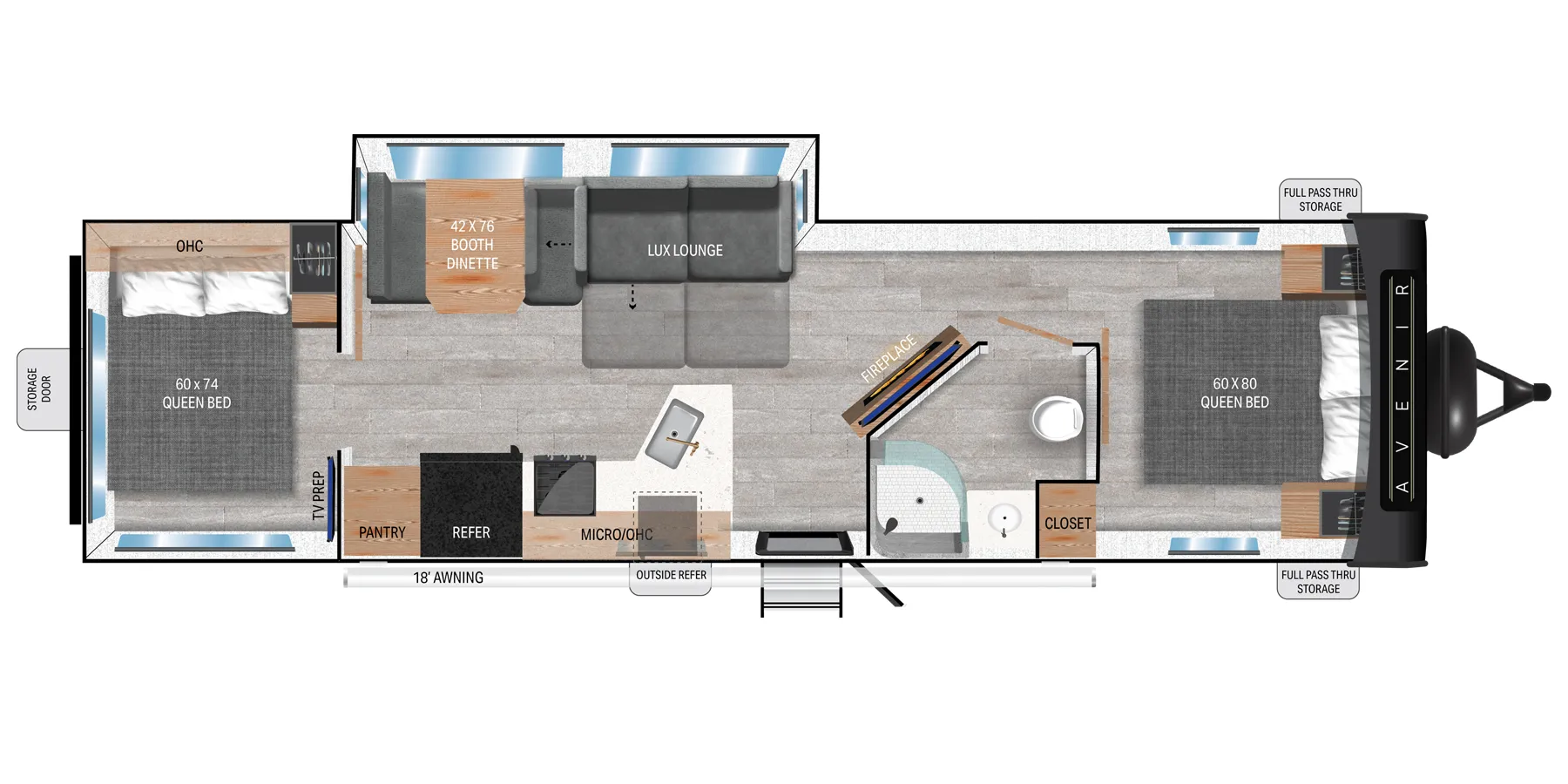 Cruiser RV Avenir 32DQ floor plan