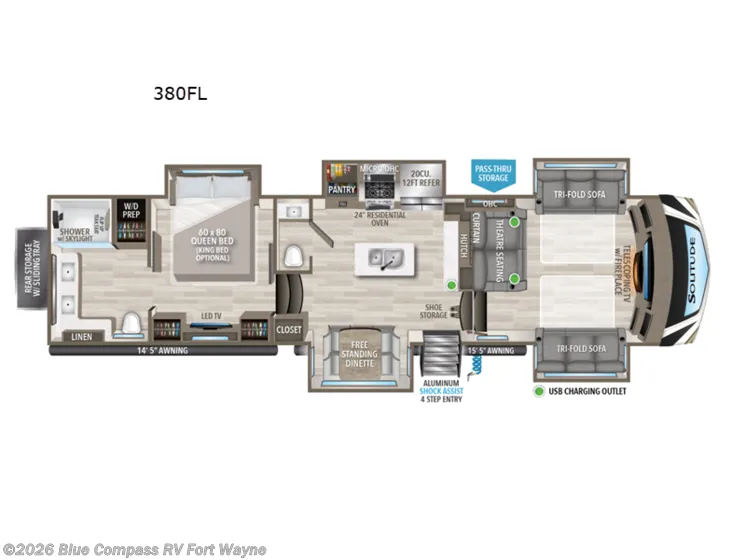 2023 Grand Design Solitude 380FL - Floor plan