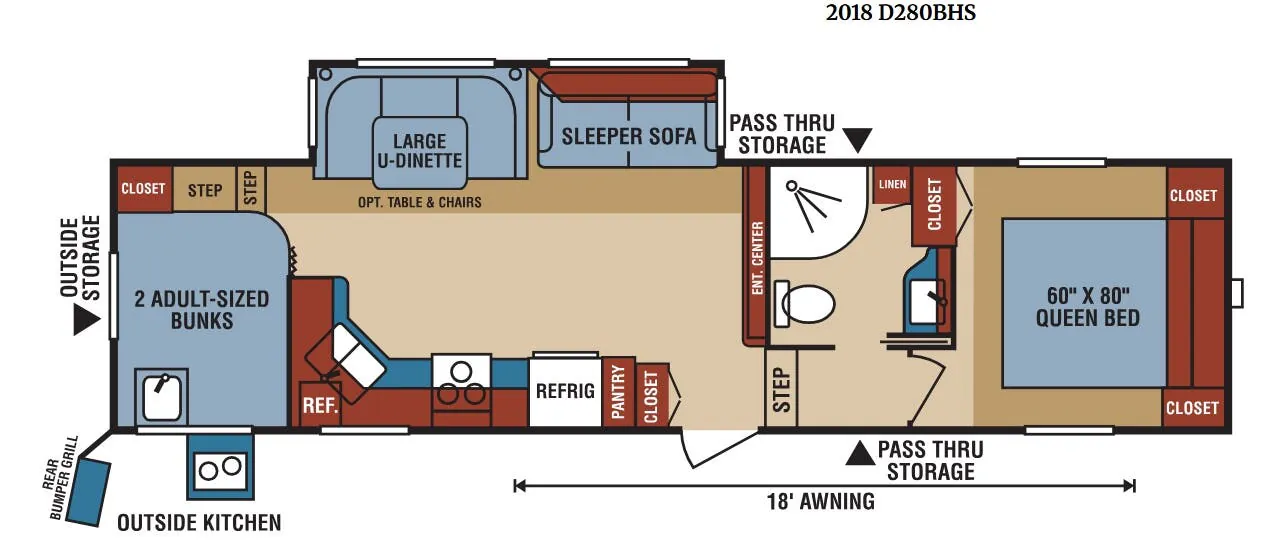 K-Z Durango Sport D280BHS floor plan