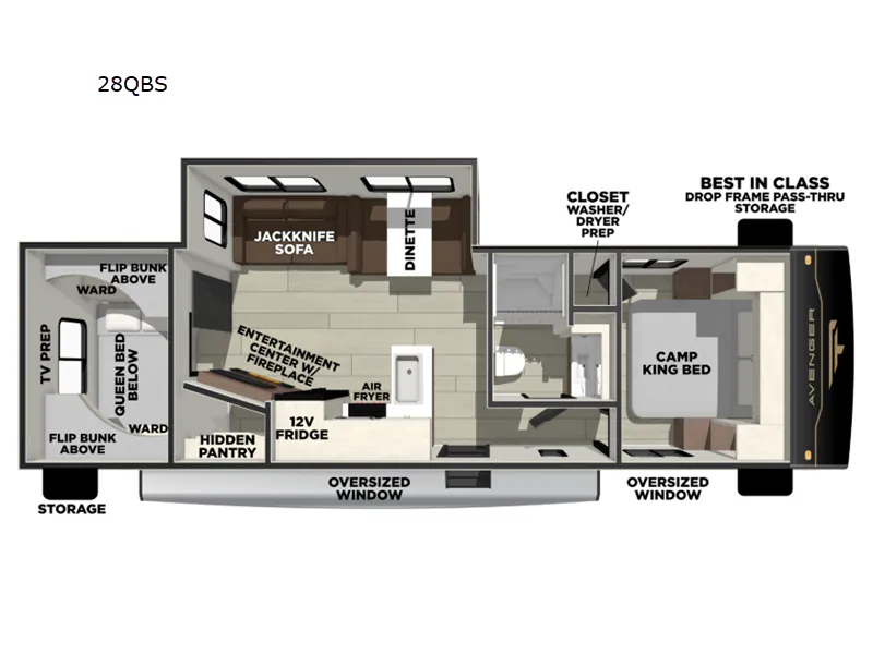 2027 Forest River Avenger 28QBS floor plan