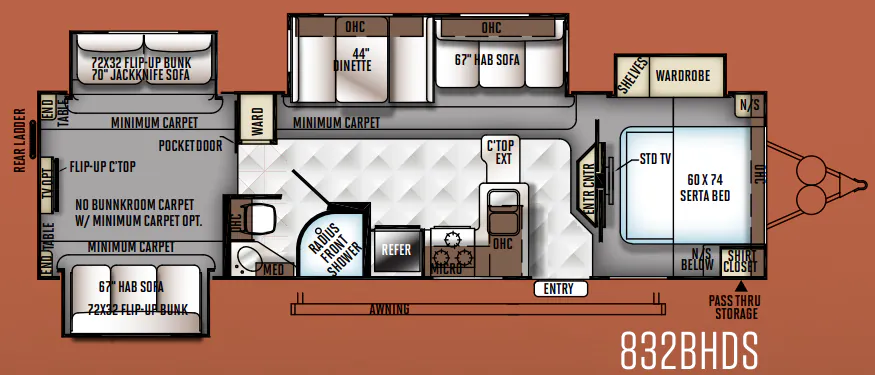 Forest River Flagstaff Classic Super Lite 832BHDS floor plan