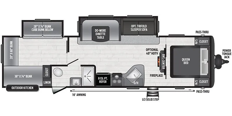 2021 Keystone Hideout 32BHDSWE - Floor plan