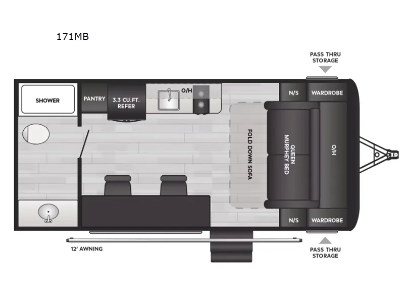 2025 Keystone Hideout 171MB - Floor plan