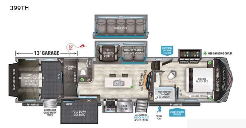 2021 Grand Design Momentum 399TH - Floor plan
