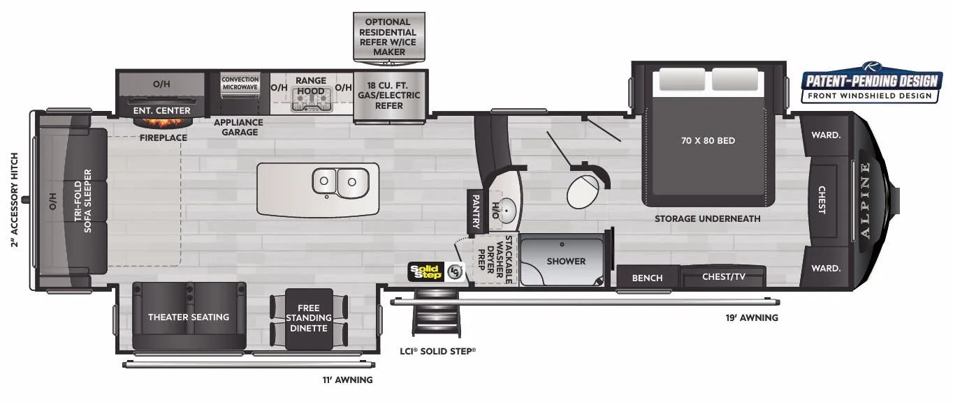Keystone Alpine 3650RL floor plan