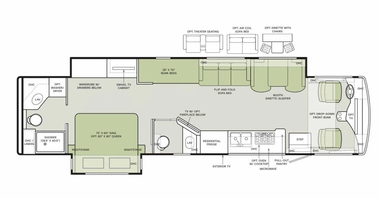 Tiffin Open Road Allegro 36 UA floor plan