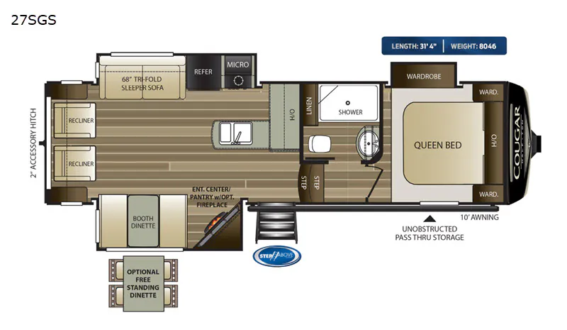 2020 Keystone Cougar Half-Ton 27SGS — Floor plan