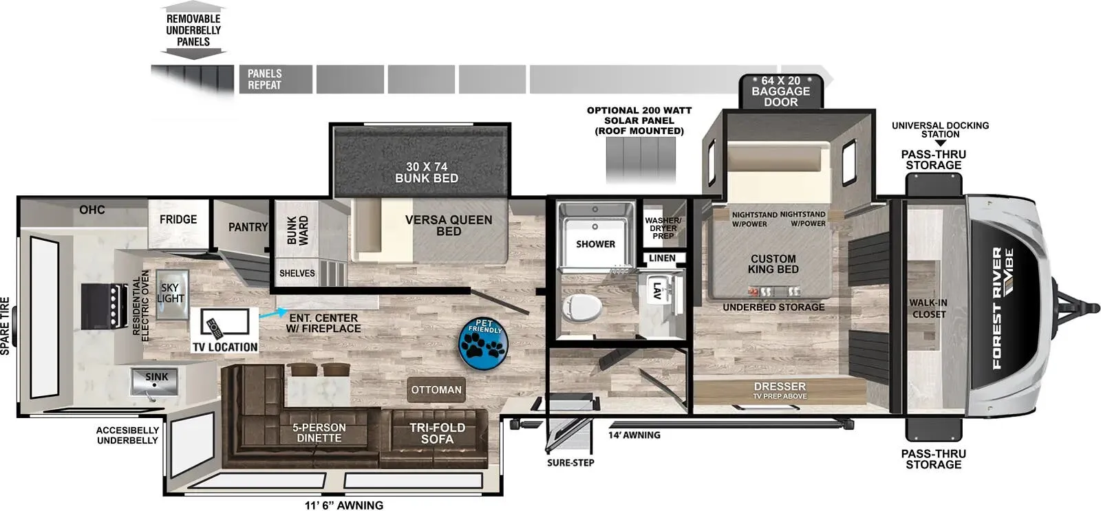 Forest River Vibe 3400SB floor plan