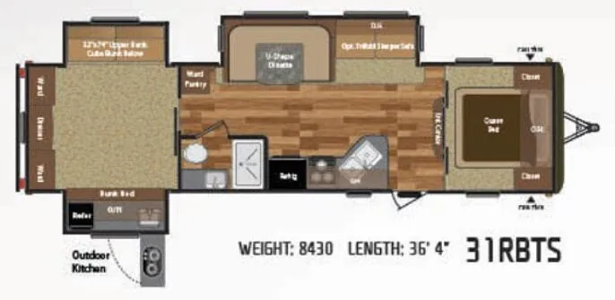 Keystone Hideout 31RBTS floor plan