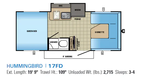 2017 Jayco Hummingbird 17FD - Floor plan