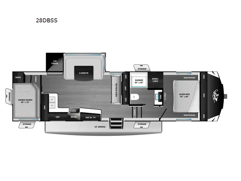 2026 Open Range RV Roamer Light Duty 28DBSS - Floor plan