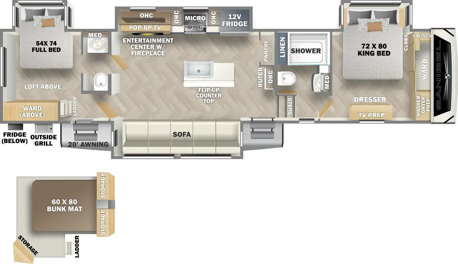 Prime Time Sanibel 3602DSWB floor plan
