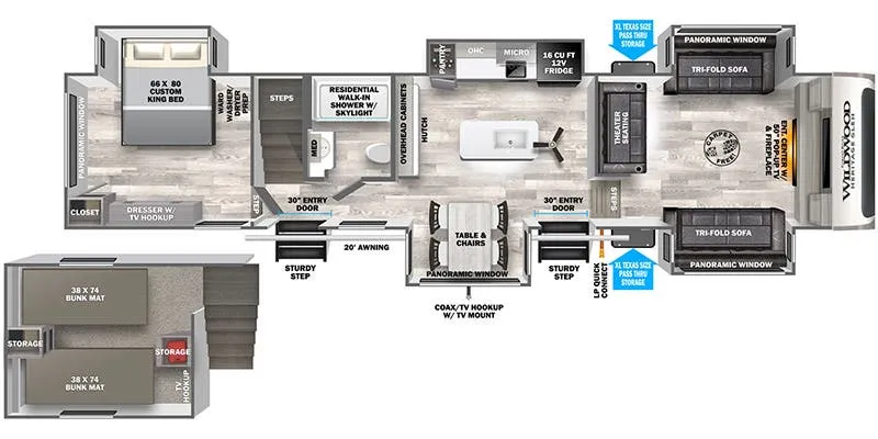 2023 Forest River Wildwood Heritage Glen 378FL floor plan