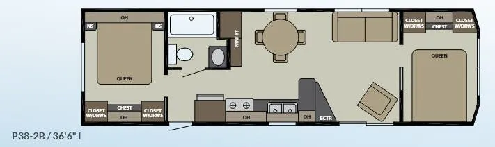 2027 Canterbury RV Parkvue P38-2B - Floor plan