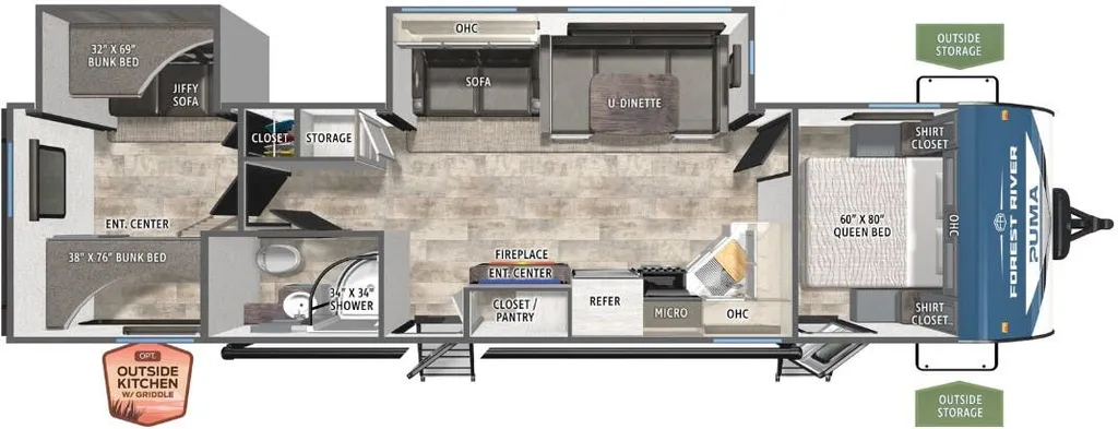 2026 Forest River Puma 31QBBH floor plan